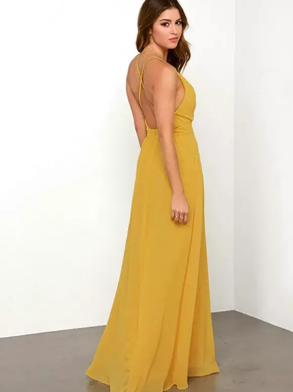 Sexy Dress Plunge Backless Spaghetti Straps Prom Maxi Dresses
