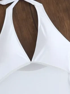 Sexy High-Low 2 Piece Swimsuit For Women - Mesh Halter Ruffle Swim Dress With Bikini Bottom - Summer Pool Party 2026