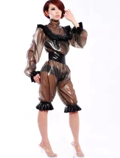 Sexy Latex Catsuit with Lace Decoration