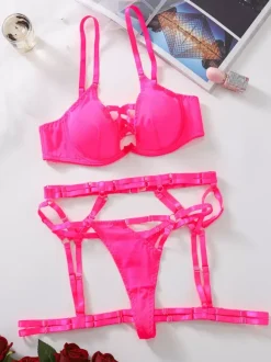 Sexy Lingerie 3-Piece Black Adult's Bra & Panty Sets