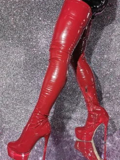 Sexy Over The Knee Boots Red Platform Stiletto Heel Thigh High Boots