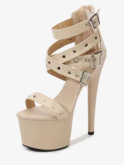 Sexy Pleaser Boots Black Platform Strappy High Heel Pole Dance Shoes