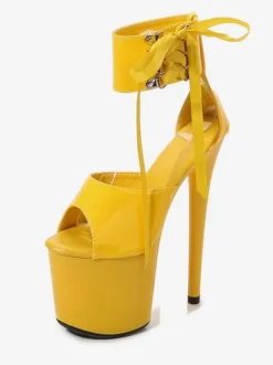 Sexy Pole Dance Shoes High Heel Platform Lace Up Pleaser Boots