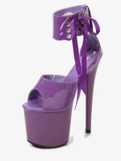 Sexy Pole Dance Shoes High Heel Platform Lace Up Pleaser Boots