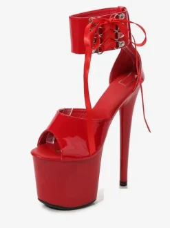 Sexy Pole Dance Shoes High Heel Platform Lace Up Pleaser Boots