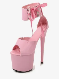 Sexy Pole Dance Shoes High Heel Platform Lace Up Pleaser Boots