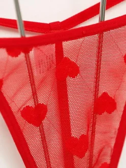 Sexy Red Thong Heart Nylon T Back