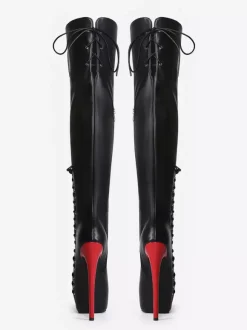 Sexy Thigh High Boots Unisex Platform Lace Up High Heel Over The Knee Boots