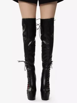 Sexy Thigh High Boots Unisex Platform Lace Up High Heel Over The Knee Boots