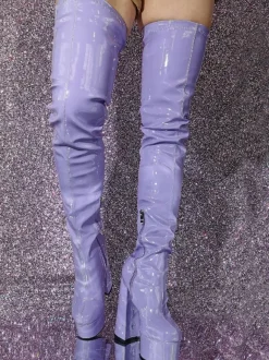 Sexy Thigh High Boots Women Round Toe Chunky Heel Platform Over The Knee Boots