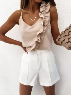 Sexy Cami Top For Women V-Neck Sleeveless Eric White Summer Tops