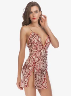 Sexy Club Dress Backless Plunge Slit Ultra Sexy Dresses