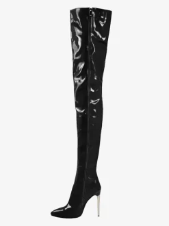 Sexy High Heel Boots Pointed Toe Stiletto Heel Ball Blue Thigh High Boots Over The Knee Boots