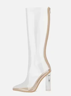 Sexy High Heel Boots Pointed Toe Zipper Party White Thigh High Boots Over The Knee Boots