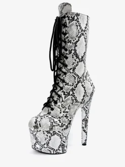 Sexy High Heel Boots Round Toe Zipper Snake Print Stiletto Heel Rave Club Python Thigh High Boots Over The Knee Boots