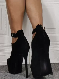 Sexy High Heel Plus Size Black Micro Suede Stiletto Heel Sexy Shoes Plus Size Shoes