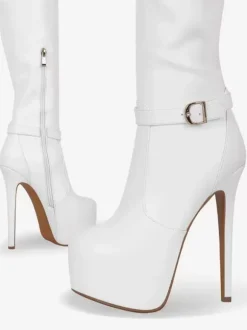 Sexy Over The Knee Boots Platform Cut Out Buckle Detail High Heel Thigh High Boots Plus Size