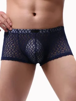 Sexy Panties For Men Orange Boxer Semi-Sheer Men Lingerie