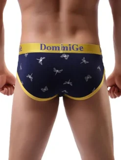 Sexy Panties For Men Yellow Printed Rayon Tanga Men's Lingerie