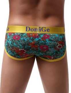 Sexy Panties For Men Yellow Printed Rayon Tanga Men's Lingerie
