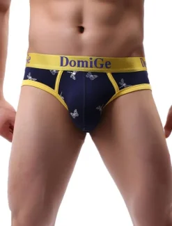Sexy Panties For Men Yellow Printed Rayon Tanga Men's Lingerie