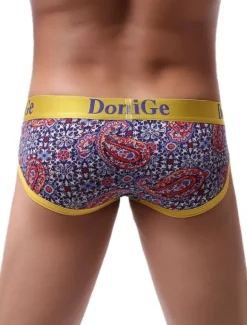 Sexy Panties For Men Yellow Printed Rayon Tanga Men's Lingerie