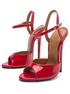 Sexy Sandals For Woman Black PU Leather Open Toe High Heel Summer Sandals