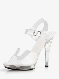 Sexy Sandals For Woman Transparent PVC Upper Peep Toe 0.8" Buckle 5.1" Sexy Shoes