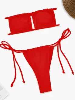 Sexy Strapless Bikini Top And G-String Bottom 2 Pieces Set