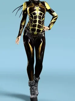 Sexy Womens Bodysuit Cyberpunk Optical Illusion Robot Print Metallic Zentai Costumes