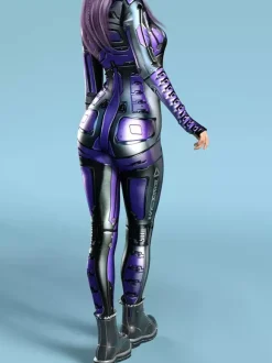 Sexy Womens Bodysuit Cyberpunk Optical Illusion Robot Print Metallic Zentai Costumes