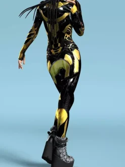 Sexy Womens Bodysuit Cyberpunk Optical Illusion Robot Print Metallic Zentai Costumes