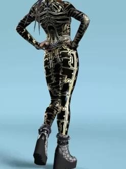 Sexy Womens Bodysuit Cyberpunk Optical Illusion Robot Print Metallic Zentai Costumes