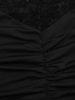 Sheer Lace Cut Out Bodycon Dress For Women - Black Gothic Chic Ruched Mini Sheath Dress - Summer Night Out Party 2026