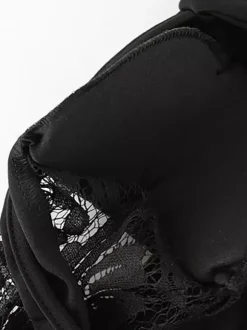 Sheer Lace Patchwork Mini Dress For Women - Bodycon High Neck Padded Shoulder Gown - Spring Night Out Party Clubwear 2026