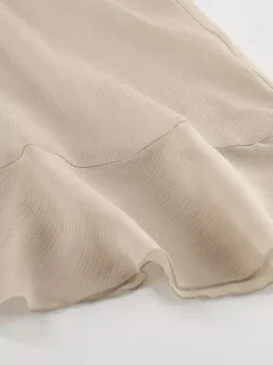 Sheer Chiffon Maxi Dress for Women - Khaki Boho Ruffle Flare Sleeve V Neck Flowy Cover Up - Spring Summer Casual 2026
