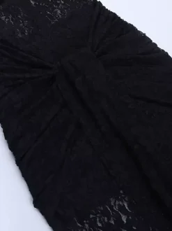 Sheer Floral Lace Maxi Dress For Women - Black Gothic Sleeveless Bodycon Gown - Summer Night Party Clubwear 2026