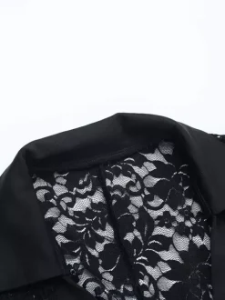 Sheer Lace Women's Lace Shirt - Gothic V-Neck Button Up Slim Shirt Cardigan - Spring Night Out Top 2026