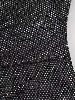 Shimmery Sequin Ruched Maxi Dress For Women - Black Boat Neck Long Sleeve Bodycon Gown - Spring Gala Party 2026