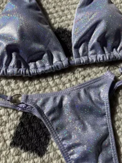 Shiny Fabric Simple Summer Beach Bikini For Women 2026
