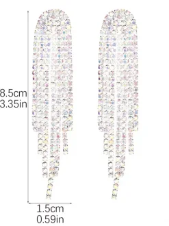 Shiny Long Tassel Rhinestone Earrings For Women 2026