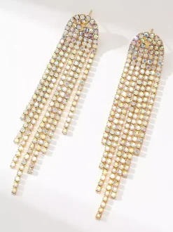 Shiny Long Tassel Rhinestone Earrings For Women 2026