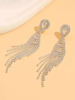 Shiny Rhinestone Tassel Earrings For Women 2026