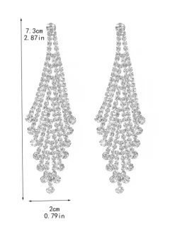 Shiny Rhombus Shaped Rhinestone Earrings For Women 2026