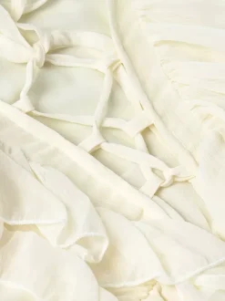 Shirt For Women White Ruffles V-Neck Elegant Long Sleeves Tops