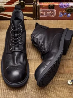 Shoes Men's Shoes Work Boots Men's Boots Cowhide Chic Black