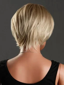 Short Hair Wig Women Pixies And Boycuts Layered Synthetic Blonde Wig With Side Bang