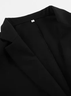Short Length Mandarin Collar Suit Jacket Front Pocket Slim Cropped Outerwear