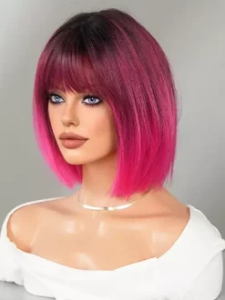 Short Straight Bob With Bangs Daily Synthetic Wig For Women 2026
