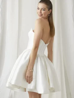 Short Wedding Dress Short Sweetheart Neck Sleeveless Short Natural Waist Lace Bridal Gowns